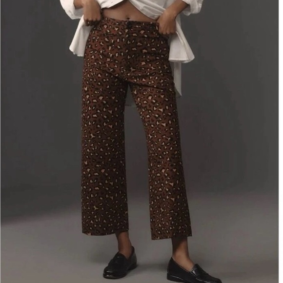 Maeve Brown Leopard Wide Leg Pants - Picture 1 of 9